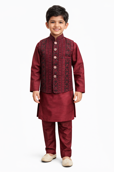 Majestic Maroon Silk Ensemble