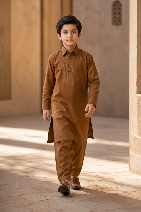 Ayaan – Caramel Brown Shalwar Kameez