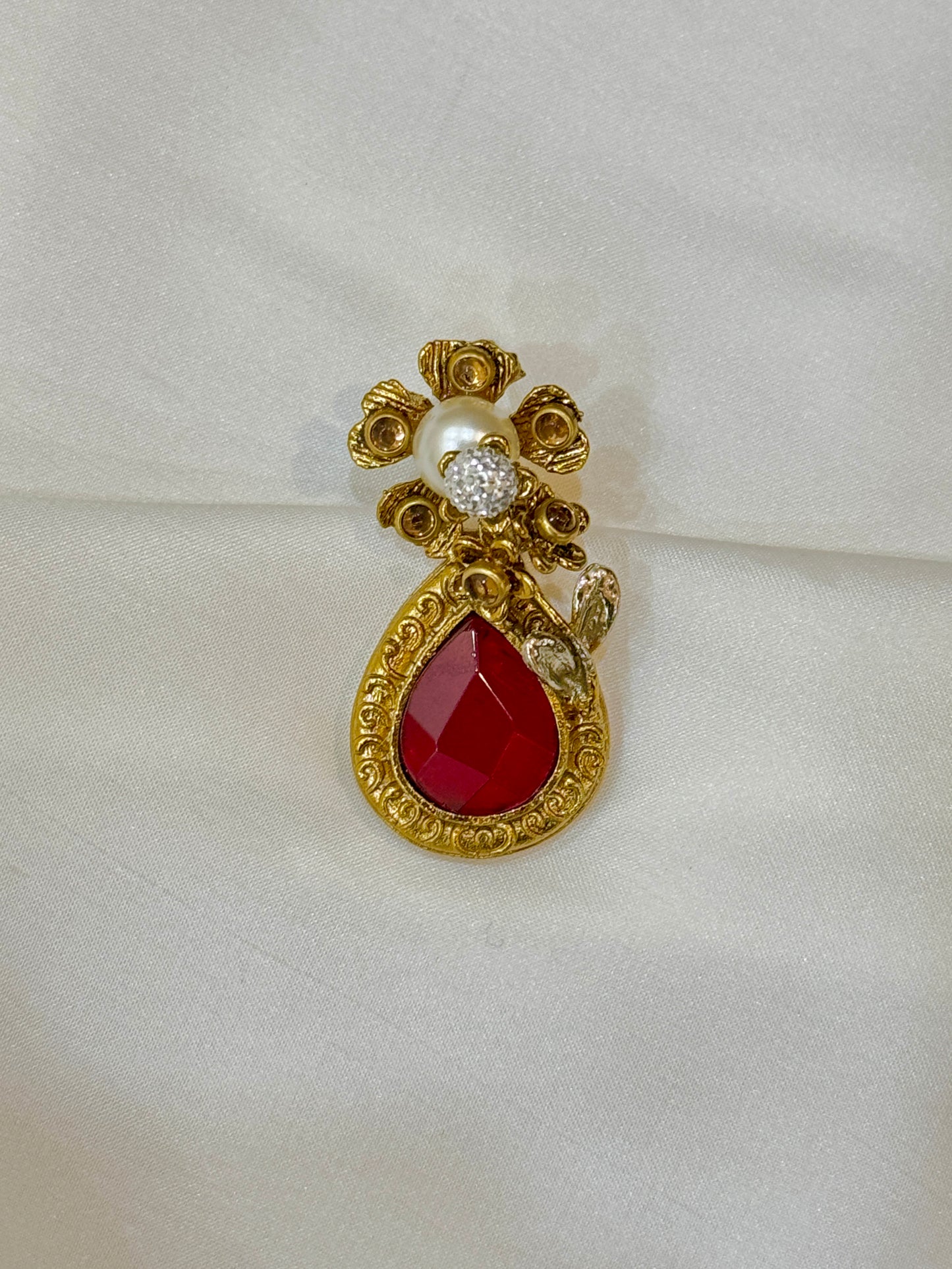 Regal Ruby Drop Earring | Gold Polished.