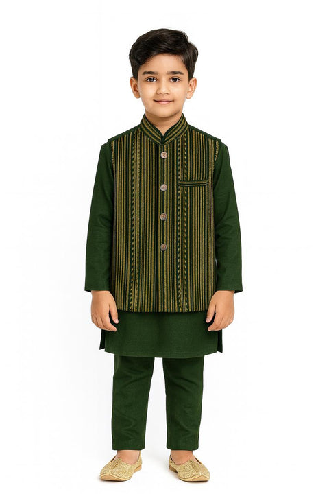 Royal Emerald & Gold Silk Kids Outfit