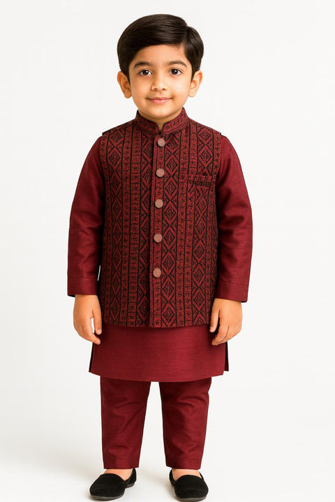Majestic Maroon Silk Ensemble