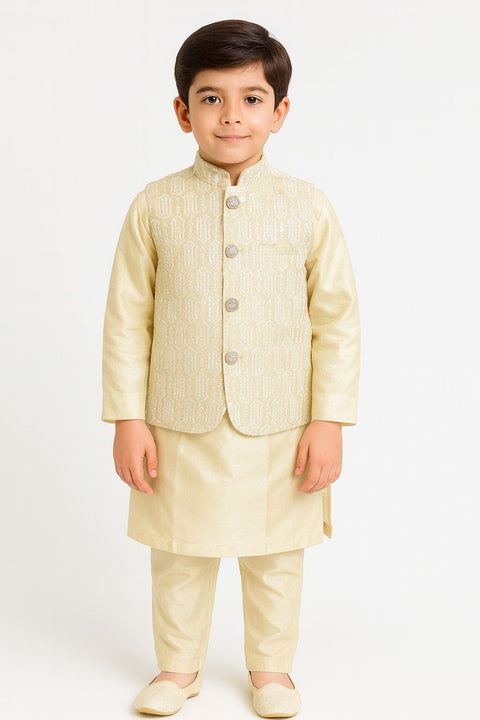 Regal Beige Silk Outfit