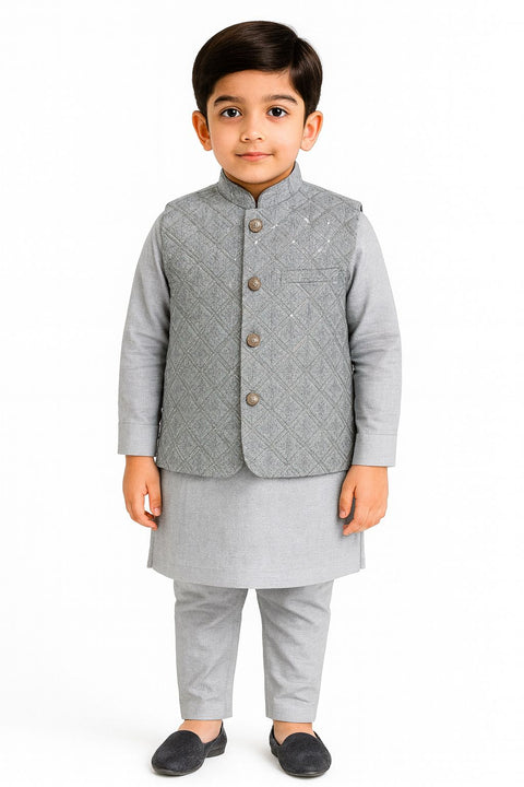 Royal Ash Grey Silk Outfit